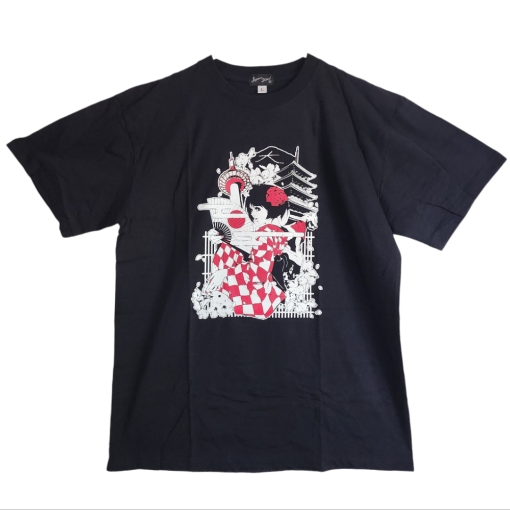 Japanese Kimono Girl Pagoda Kyoto Unisex T-Shirt NWT